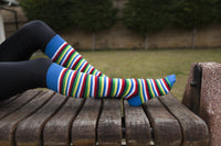 Thumbnail for Women's Cobalt Stripe Knee High Socks - 1 COLOR -