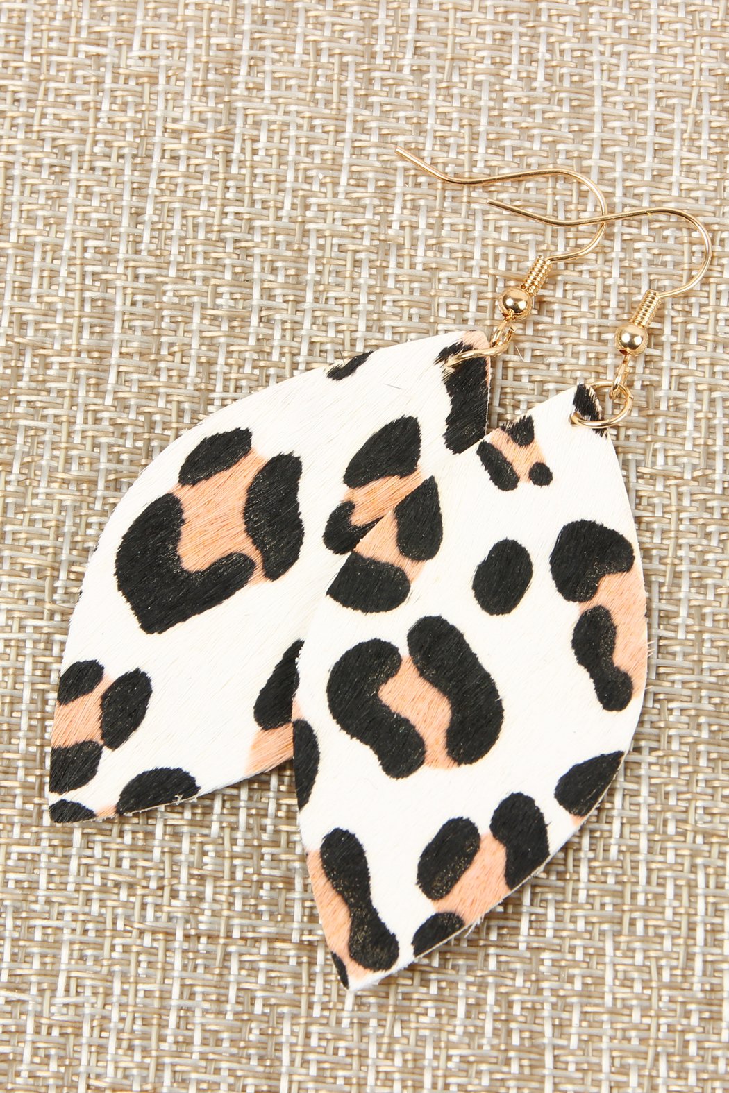 Riah Fashion - Leopard Marquise Leather Hook Earrings - 4 LEOPARD COLORS -