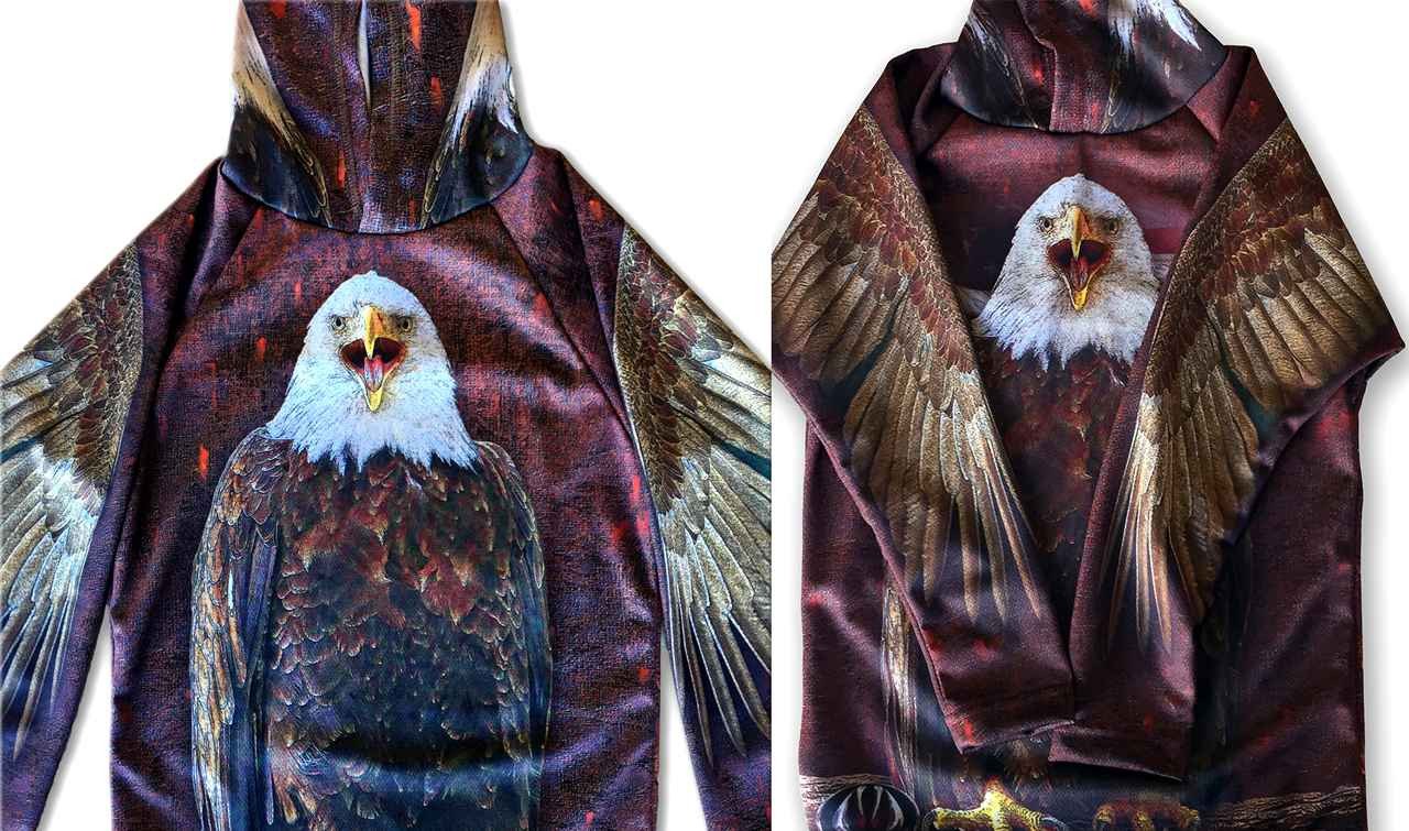 Mouthman - BALD EAGLE Hoodie Sport Shirt by MOUTHMAN® - ADULT SIZES AVAILABLE! - 12 SIZES -