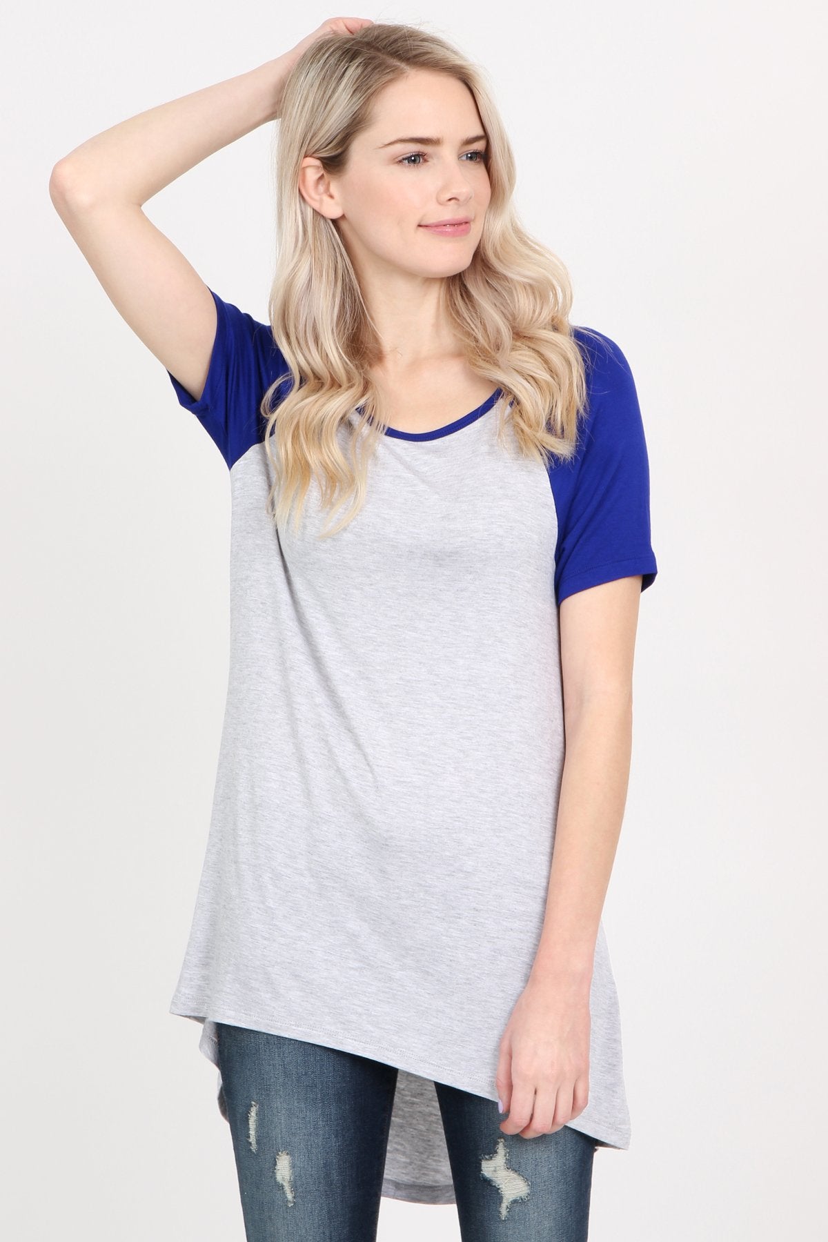 Riah Fashion - Short Sleeve Raglan Top - 4 COLORS -