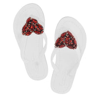 Thumbnail for SAND BY SAYA N.Y. - Red Heart - Rhinestone Flat Flip Flops Sandal - 4 COLORS