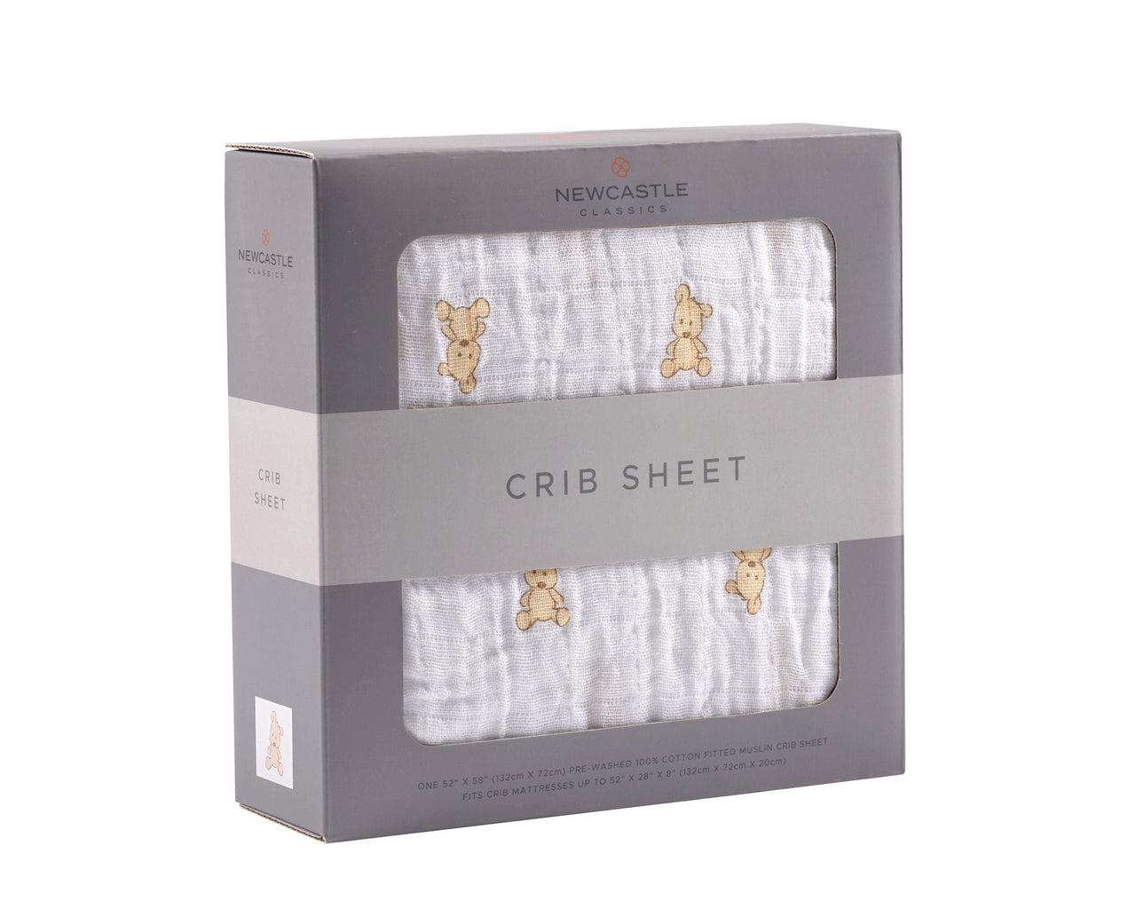 Newcastle - Teddy Bear Cotton Muslin Crib Sheet -