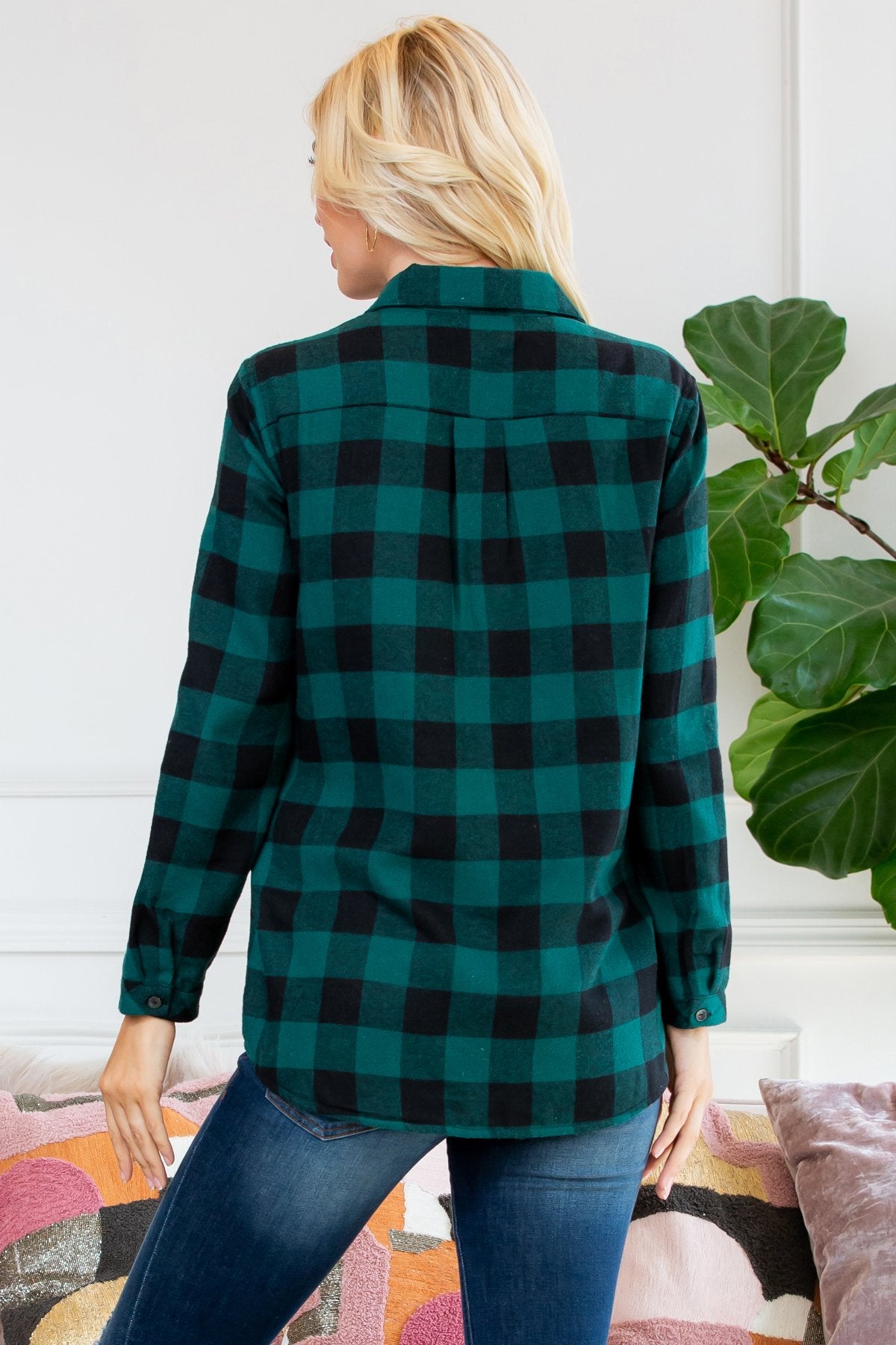 Riah Fashion - Sherpa Lined Plaid Flannel Top - 5 COLORS -