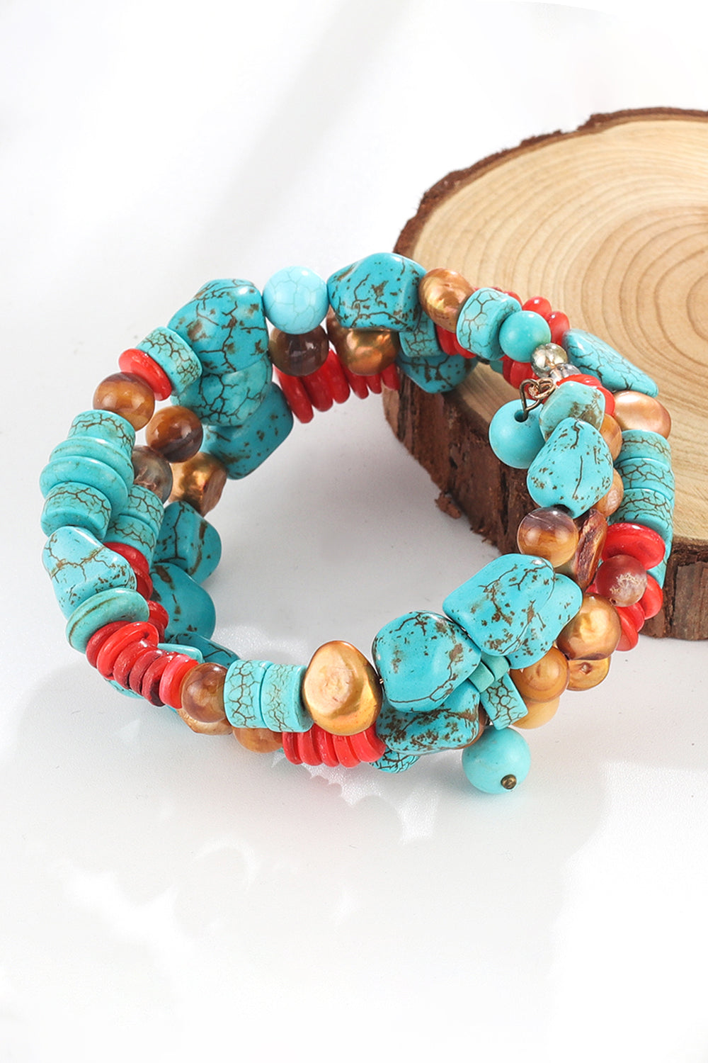 Layered Turquoise Bracelet - T - 1 MULTICOLOR -