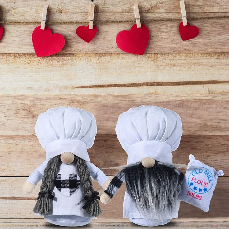 2 PCS Cute Kitchen Chef Love Sweet Gnome Cooking Tomtes for Home Table Kitchen - 7.87" EA. - 2 PCS - [10-15 DAY DELIVERY] - 2 TYPES SOLD AS SET -