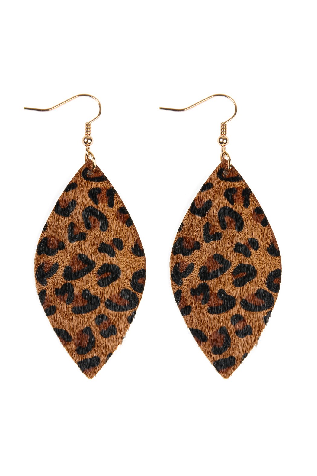 Riah Fashion - Leopard Marquise Leather Hook Earrings - 4 LEOPARD COLORS -