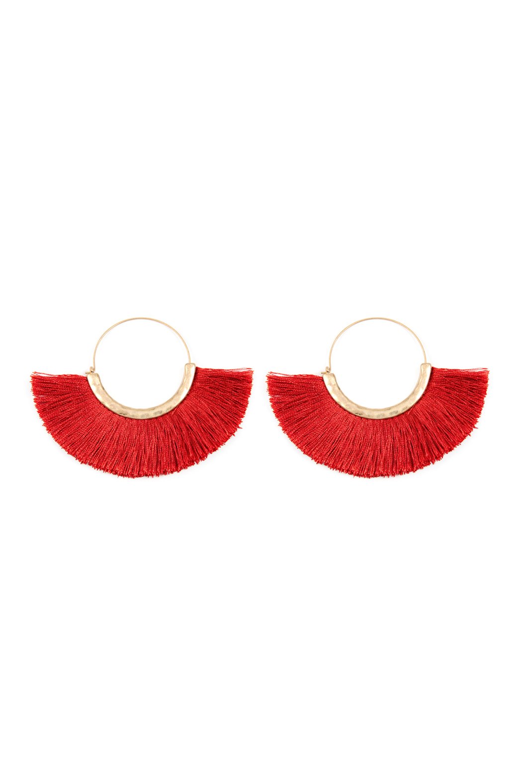 Tassel Fan Hoop Earrings - 15 COLORS -