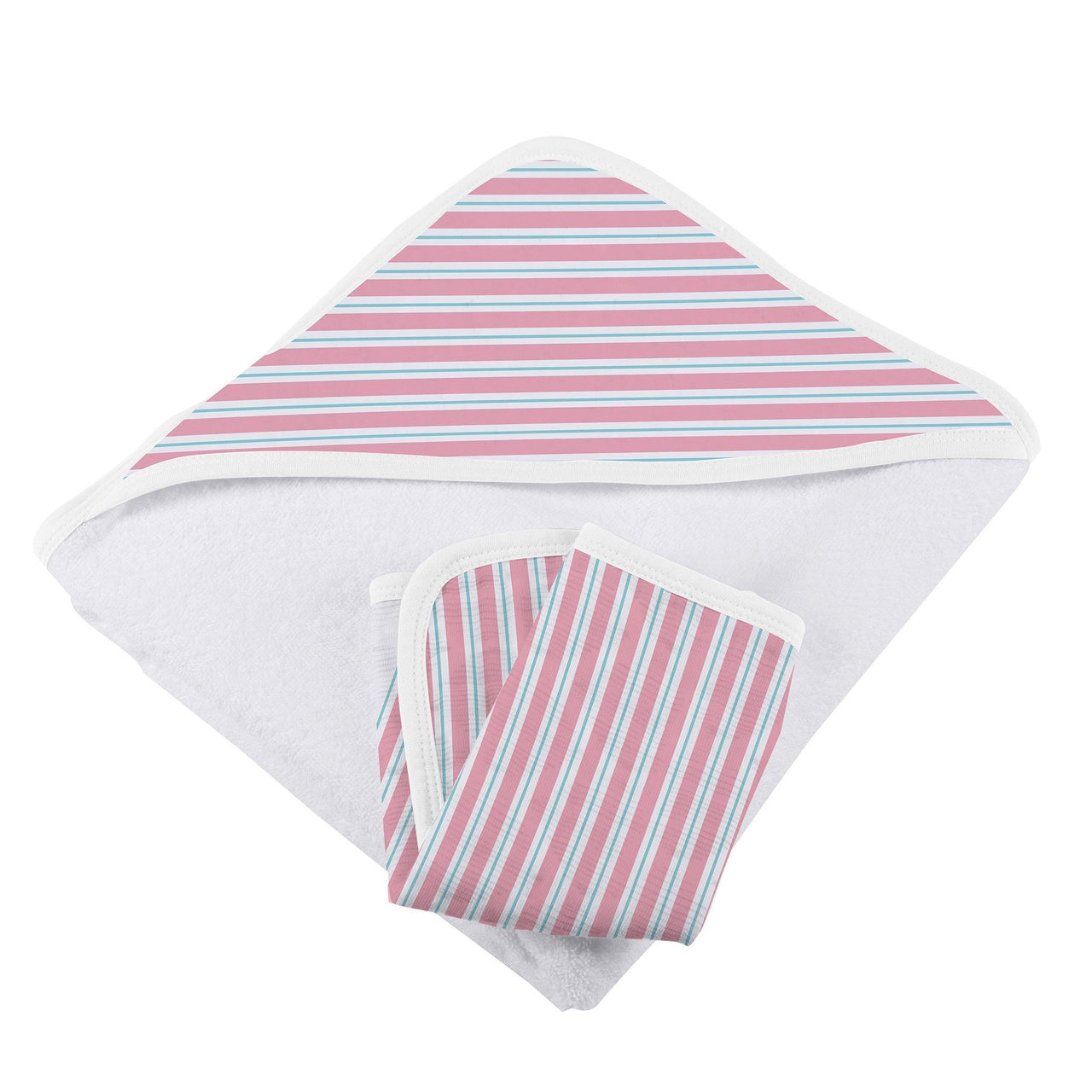 Candy Stripe Bamboo Hooded Towel and Washcloth Set - 1 COLOR -