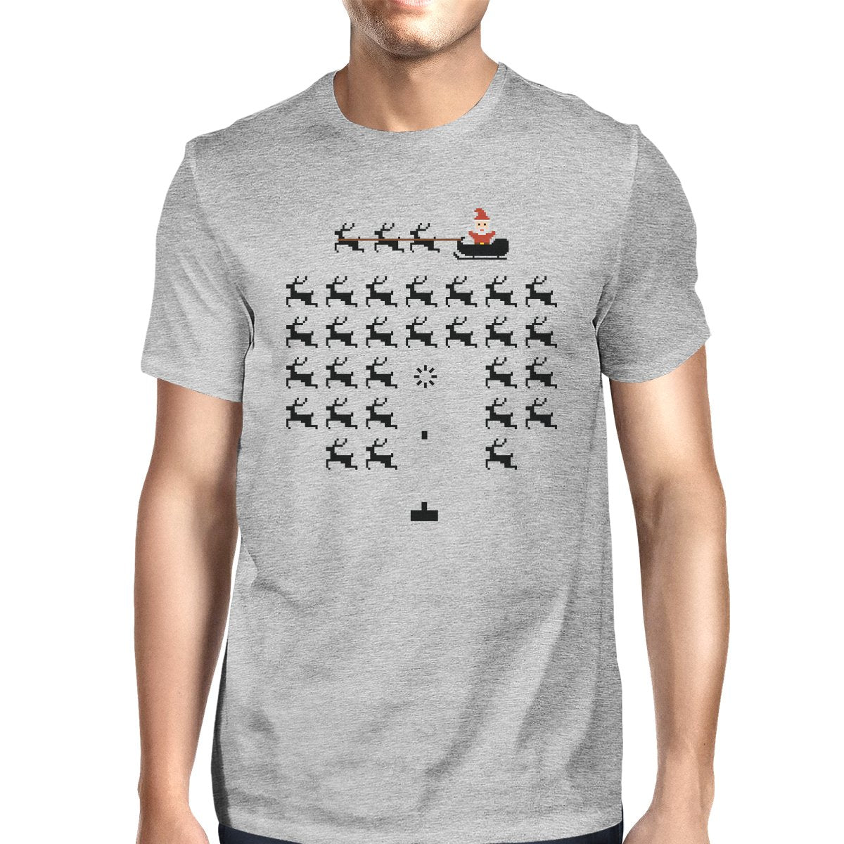 Centipede Game like Santa and Rudolph Mens Grey Shirt - 1 COLOR