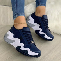 Thumbnail for Lace-Up PU Leather Platform Sneakers - T - 4 COLORS -