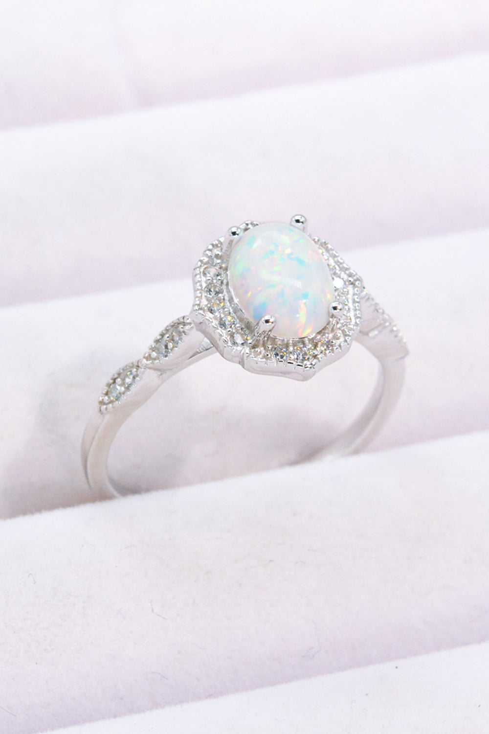 Just For You 925 Sterling Silver Opal Ring - T - SIZES 5 THRU 10 -