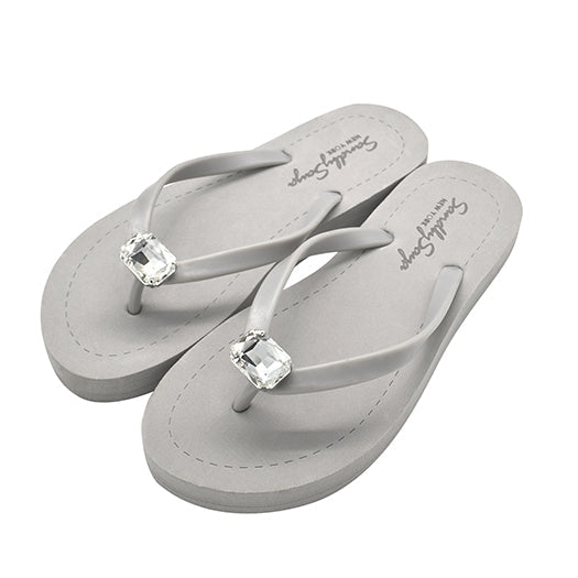 SAND BY SAYA N.Y. - Rectangle Studs - Crystal Flat Flip Flops Sandal - 4 COLORS -