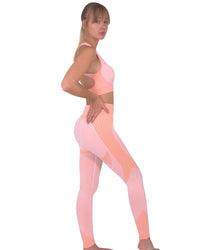 Thumbnail for Savoy - Trois Seamless Leggings & Sports Top 2 Set - 2 PCS - Pink - 1 COLOR -