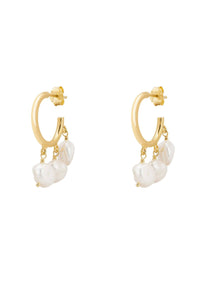 Thumbnail for LATELITA - Pearl Cluster Drop Hoop Earrings Gold -