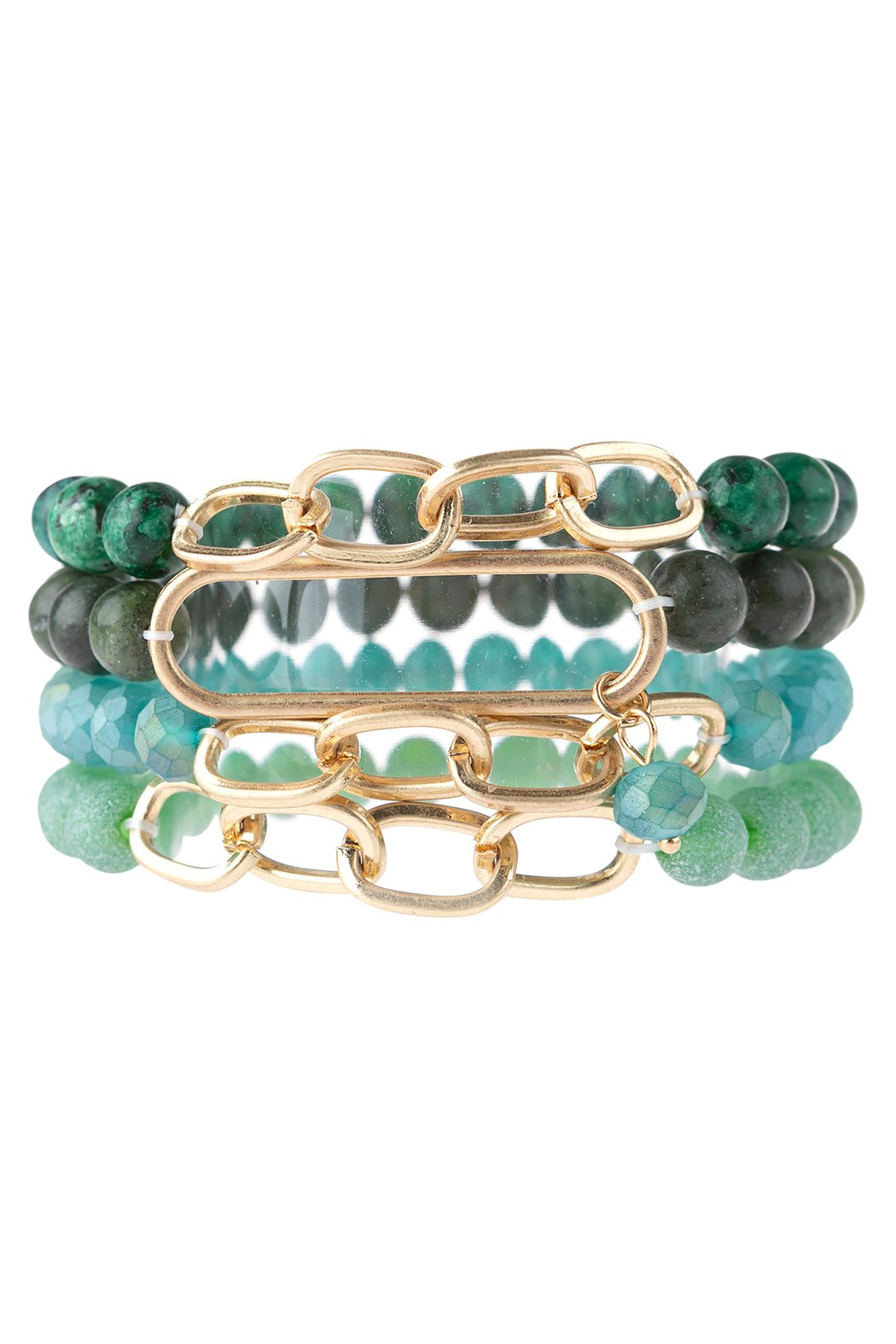 Riah Fashion - Chain Beaded Stretch Bracelet - 6 COLORS -