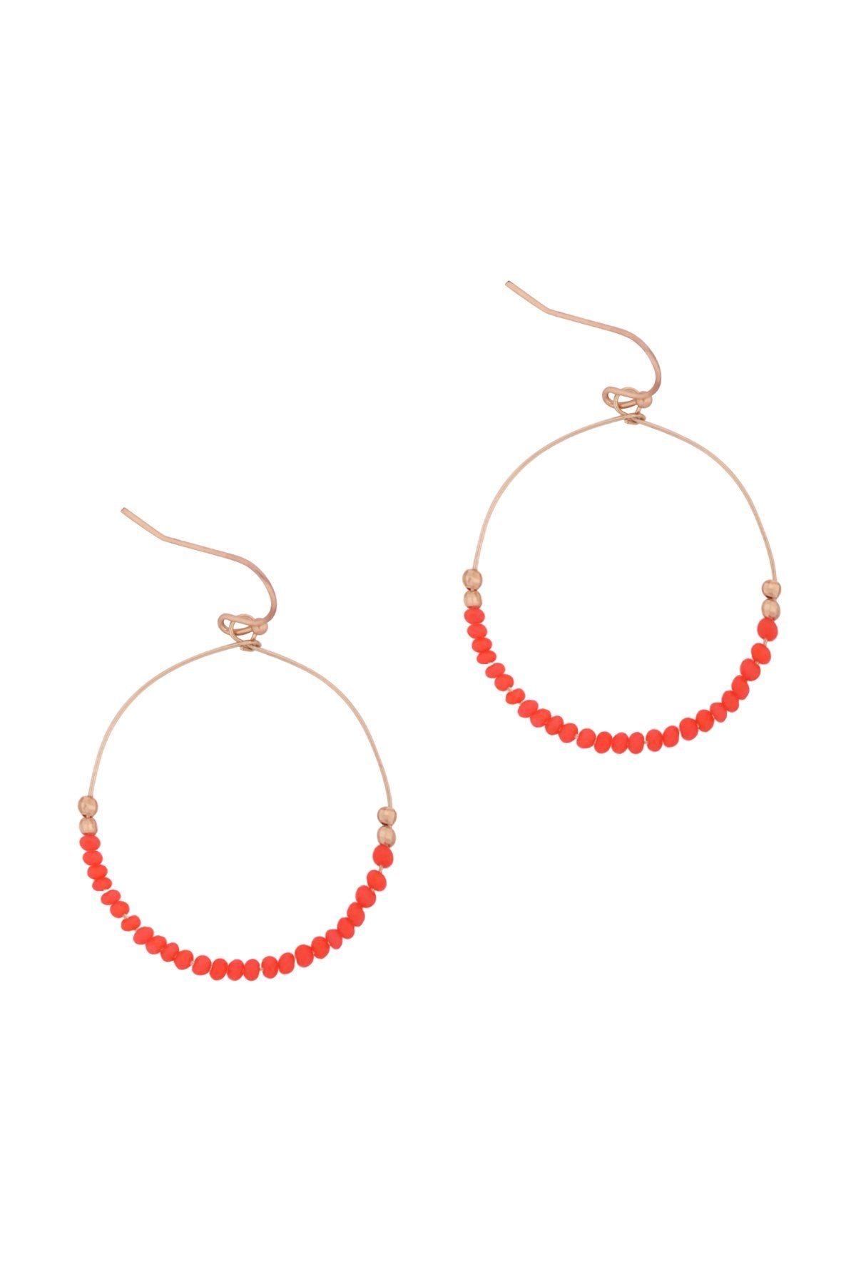 Riah Fashion - Glass Bead Round Earrings - 6 COLORS