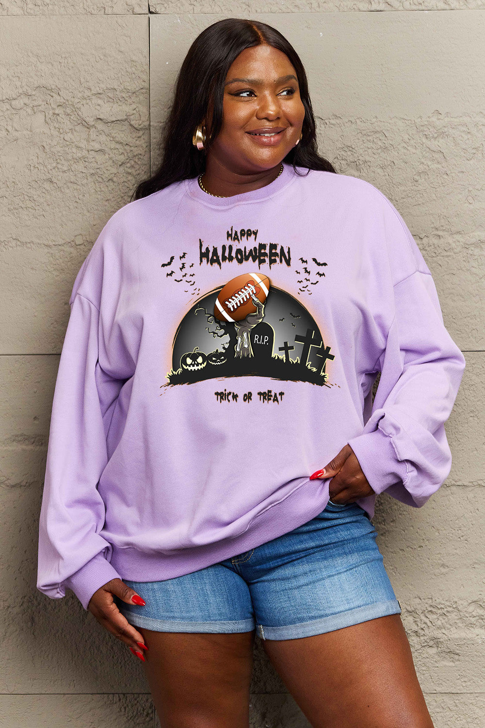 Simply Love Full Size HAPPY HALLOWEEN Graphic Sweatshirt - SIZES S THRU 3XL - T - 6 COLORS -