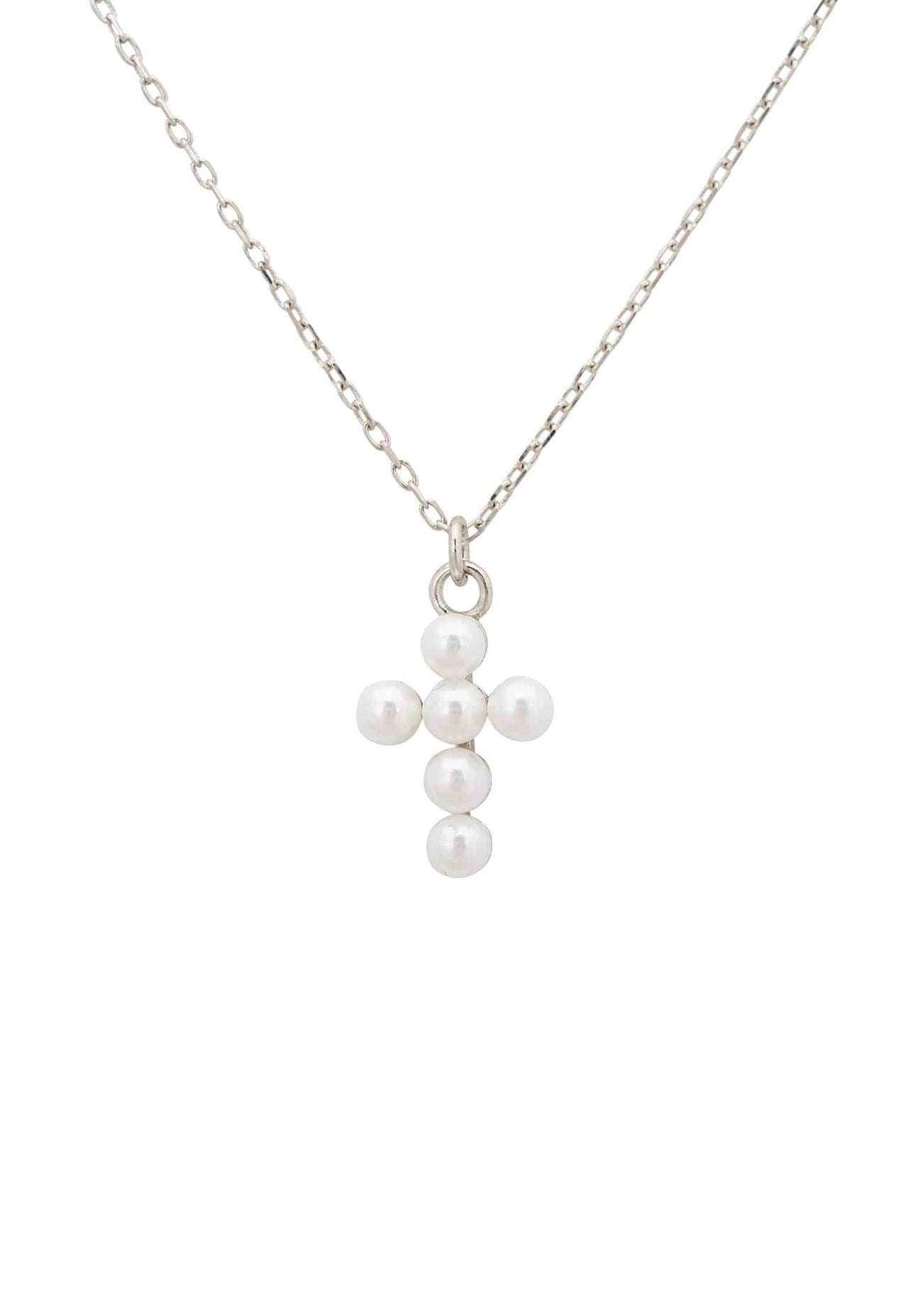 LATELITA - Pearl Cross Necklace Silver -