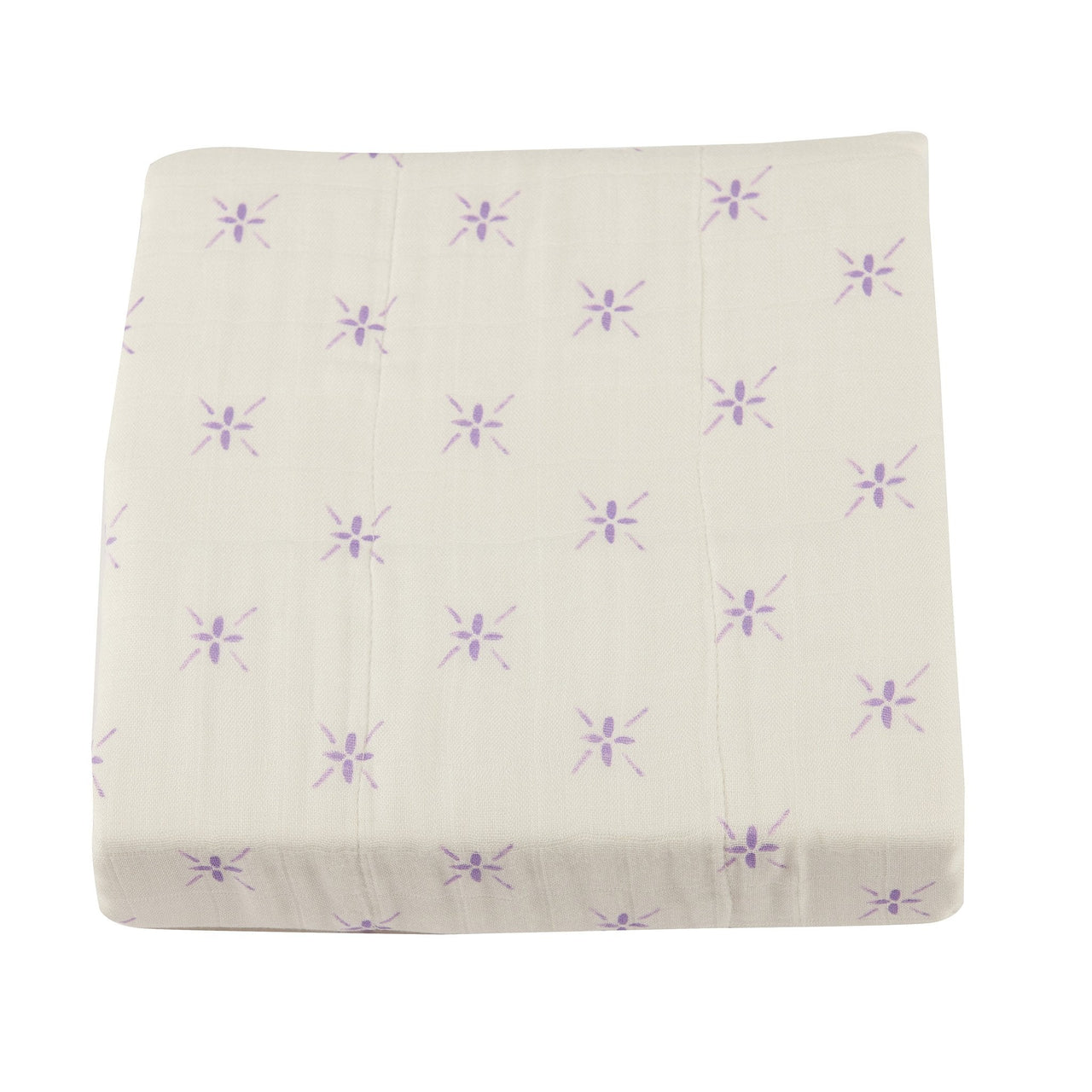 Lavender Flower and White Bamboo Muslin Newcastle Blanket -