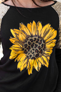 Thumbnail for Sunflower Graphic Sequin T-Shirt - T - 1 COLOR -