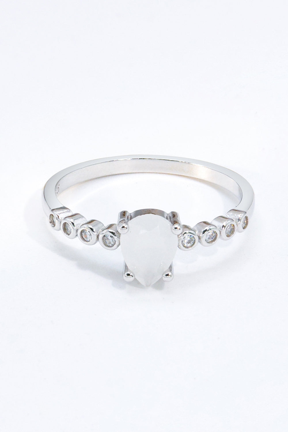 Teardrop Natural Moonstone Ring - T - SIZES 6 THRU 9 - 1 FINISH -