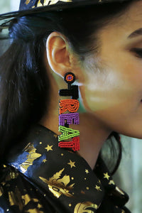 Thumbnail for TRICK OR TREAT Beaded Dangle Earrings - T -