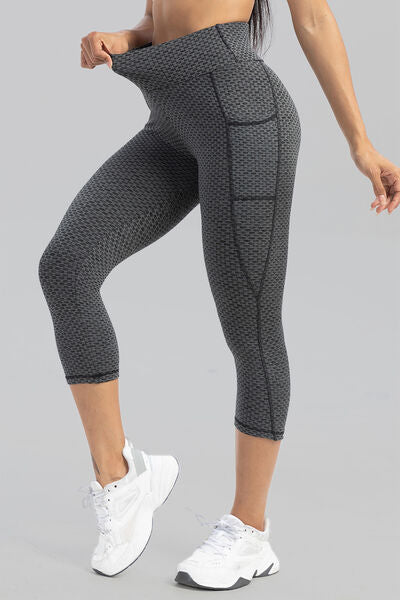 Contrast Stitching High Waist Active Capris Leggings - T - 1 COLOR -