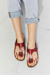 Thumbnail for MMShoes Drift Away T-Strap Flip-Flop in Wine - T - 1 COLOR -