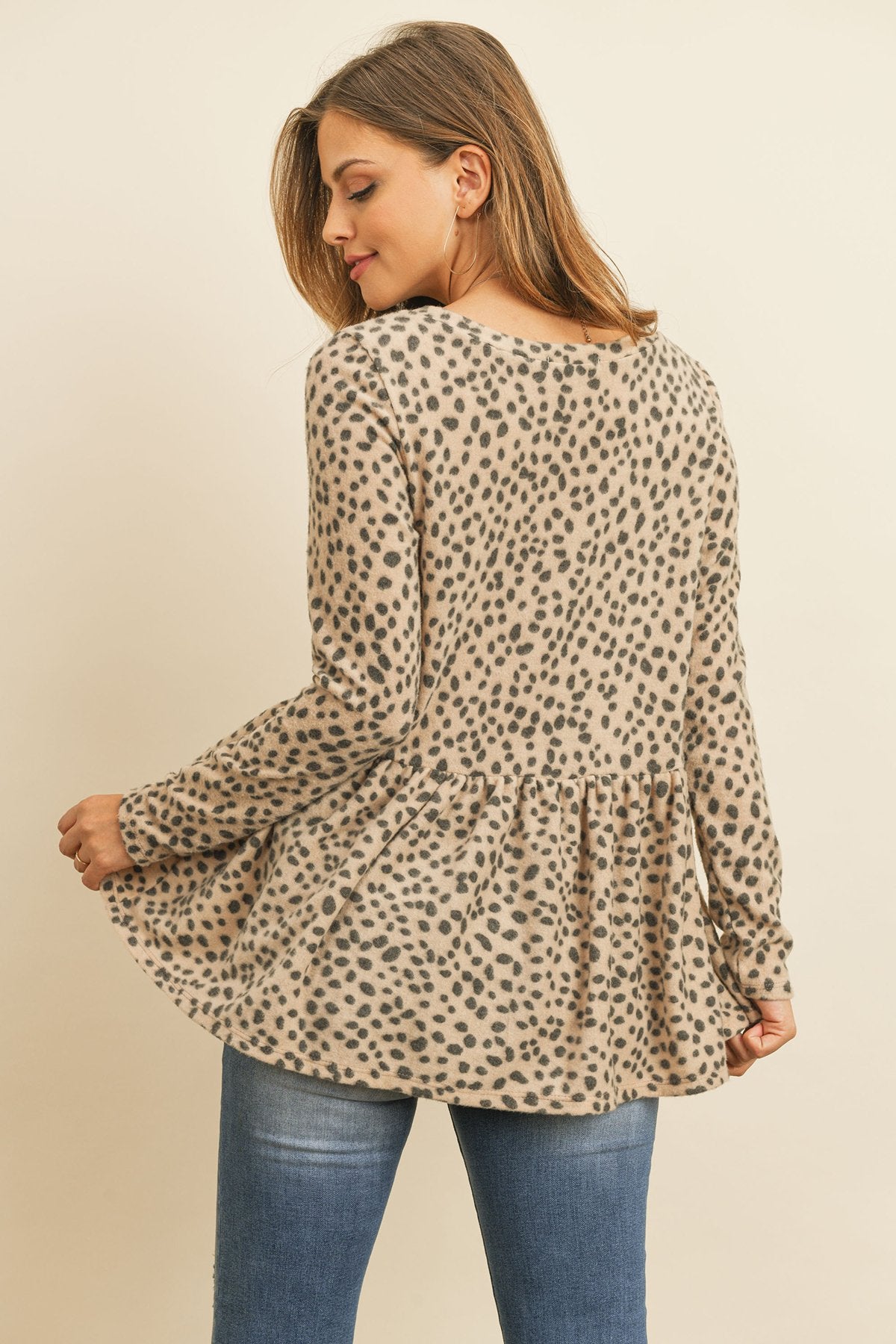 Riah Fashion - Animal Print Long Sleeve Cinch Waist Top - 3 COLORS -