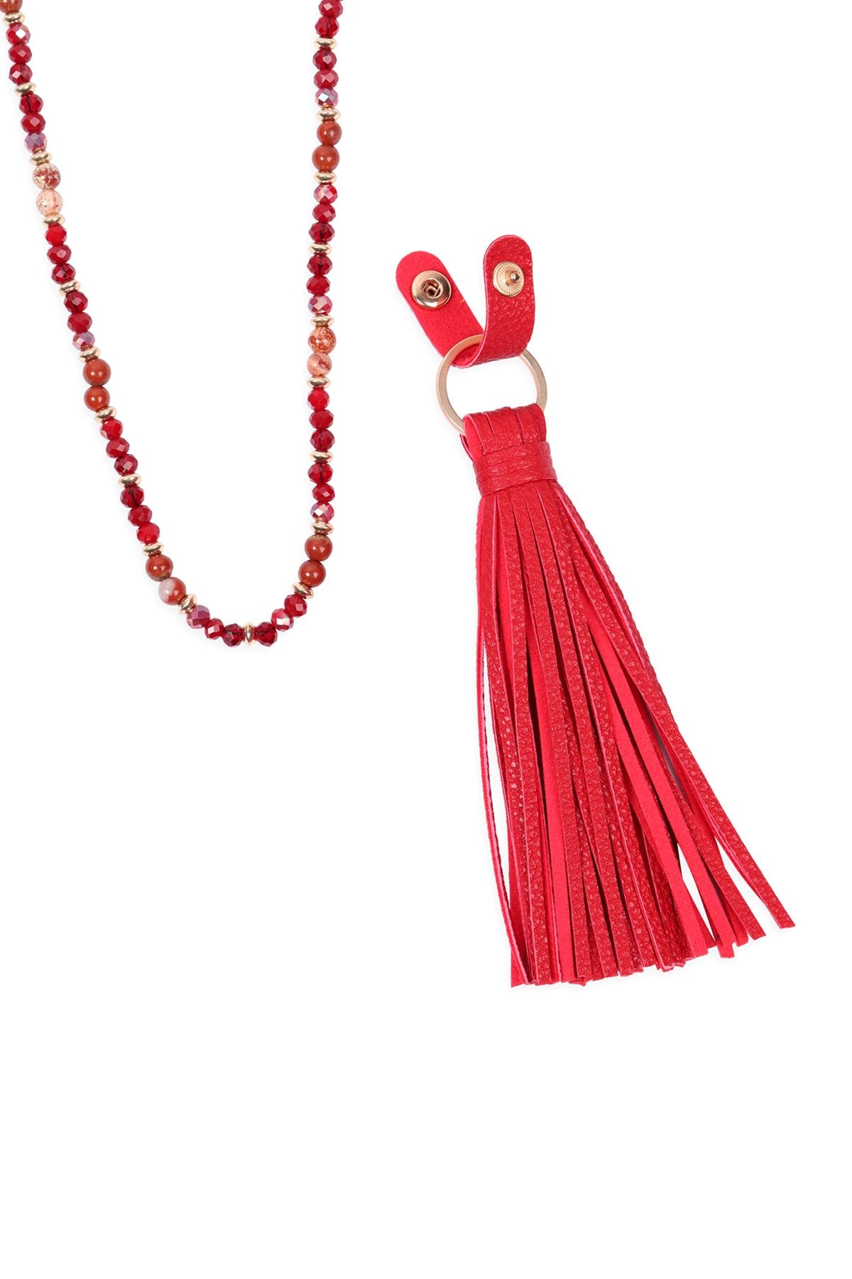 Riah Fashion - Leather Tassel Necklace - 8 COLORS -