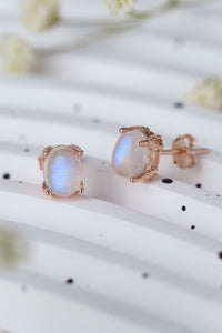 Thumbnail for High Quality Natural Moonstone 925 Sterling Silver Stud Earrings - T - 2 FINISHES -