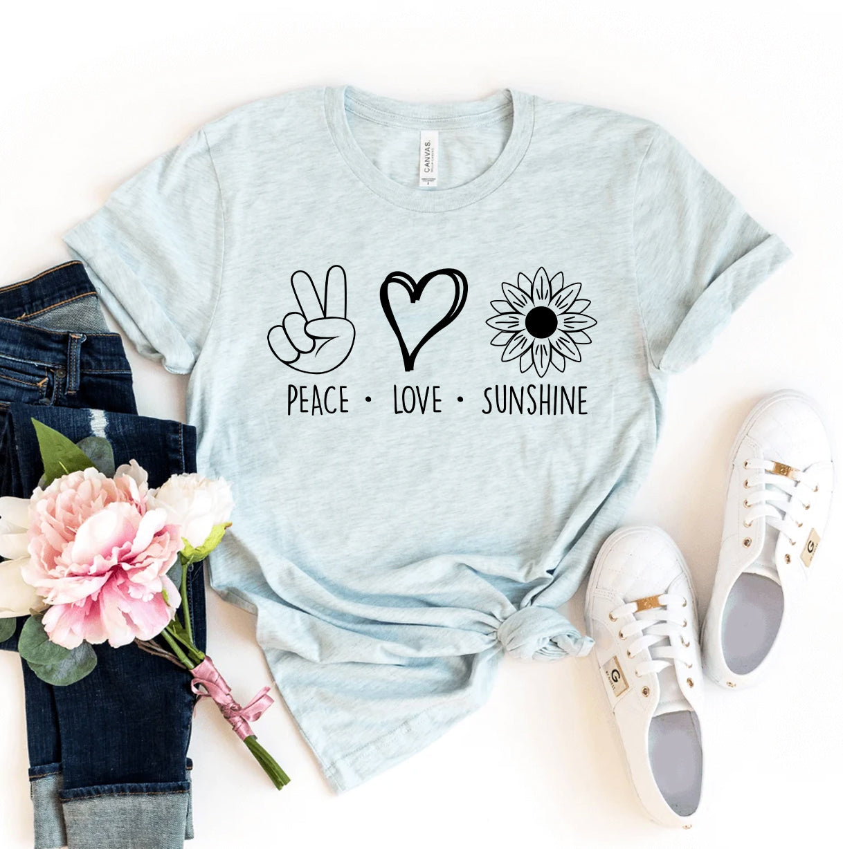 Peace Love Sunshine T-Shirt - 12 COLORS -