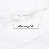 Thumbnail for Strength - Sterling Silver Quote Bar Necklace -