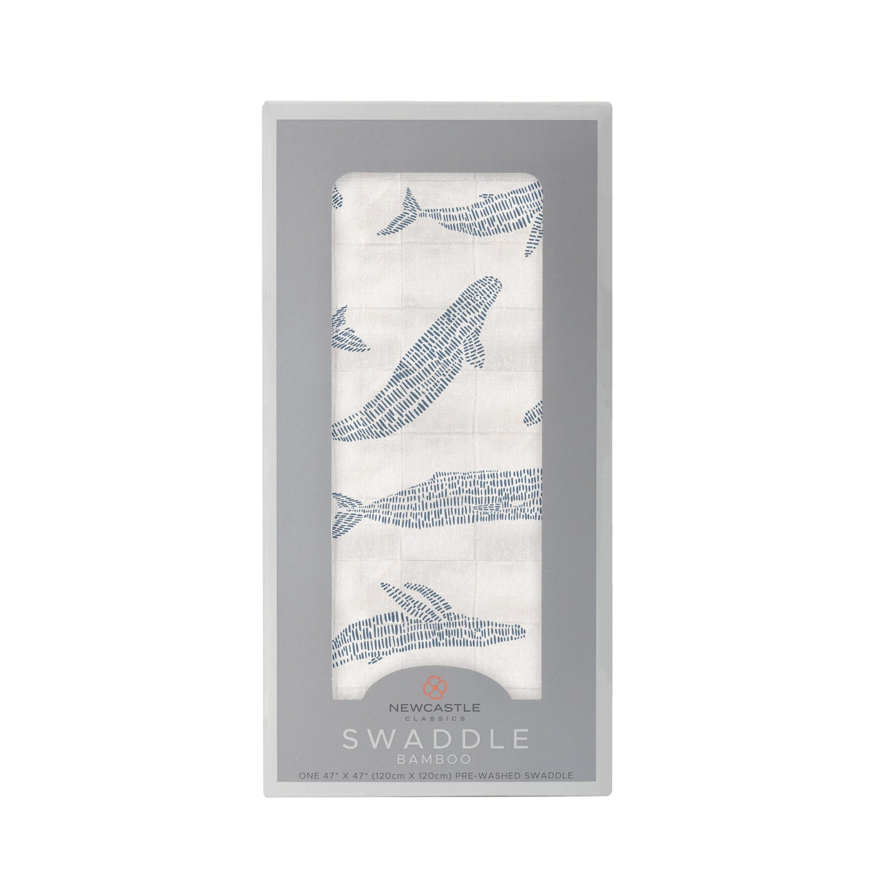 Newcastle - Blue Shadow Whales Bamboo Swaddle -