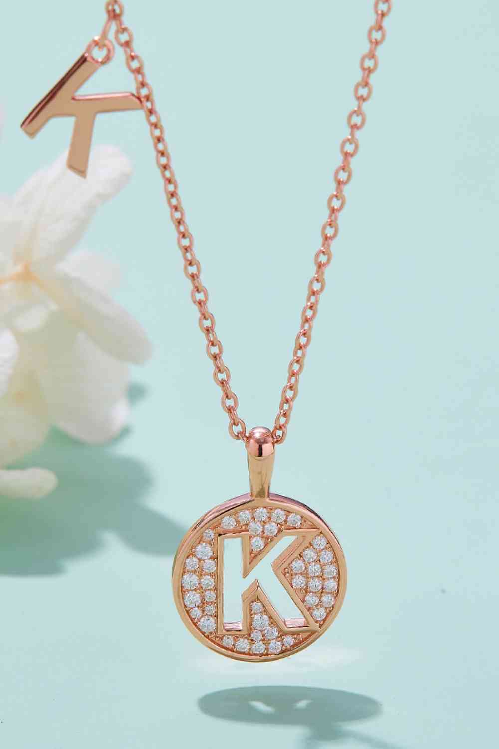 Moissanite K to T Initial Pendant Necklace