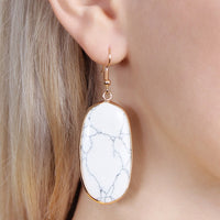 Thumbnail for USA - Natural Oval Stone Earrings - 9 COLORS -