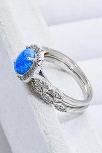 Thumbnail for 2-Piece 925 Sterling Silver Opal Ring Set - T - SIZES 5 THRU 12 - 1 COLOR -