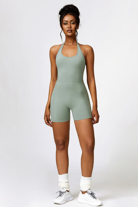 Halter Neck Sports Romper - T - 4 COLORS -