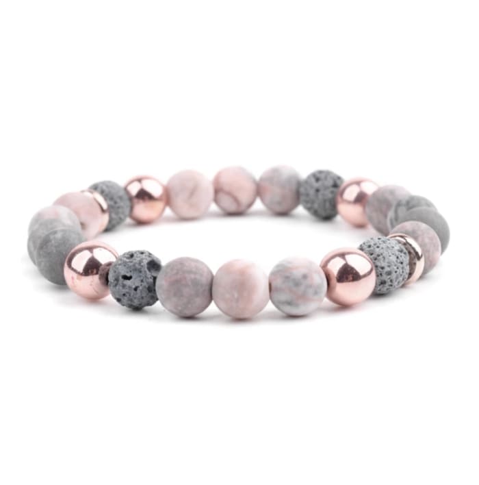 Lava Stone Essential Oil Bracelet - Agate Rose Gold -