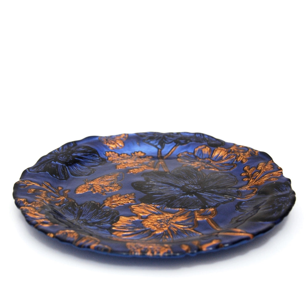 Set/4 PAPILLON INDIGO GOLD BLACK SIDE PLATES