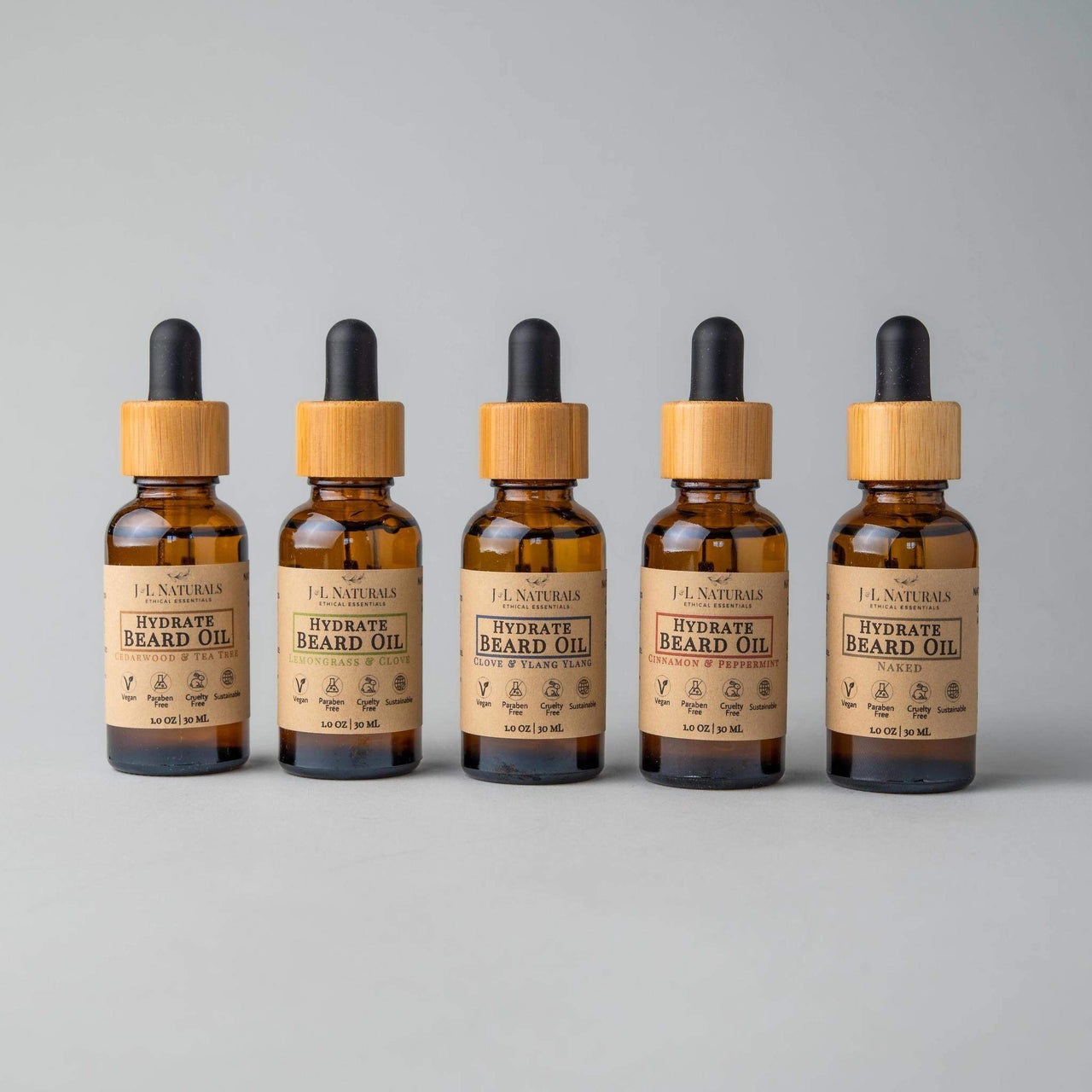 J & L Naturals - Beard Oil Bundle ($90 Value) - 5 PCS. - 3 TYPES - 6 SCENTS -