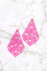 Thumbnail for Metal Filigree Flamingo Drop Earrings - 3 COLORS -