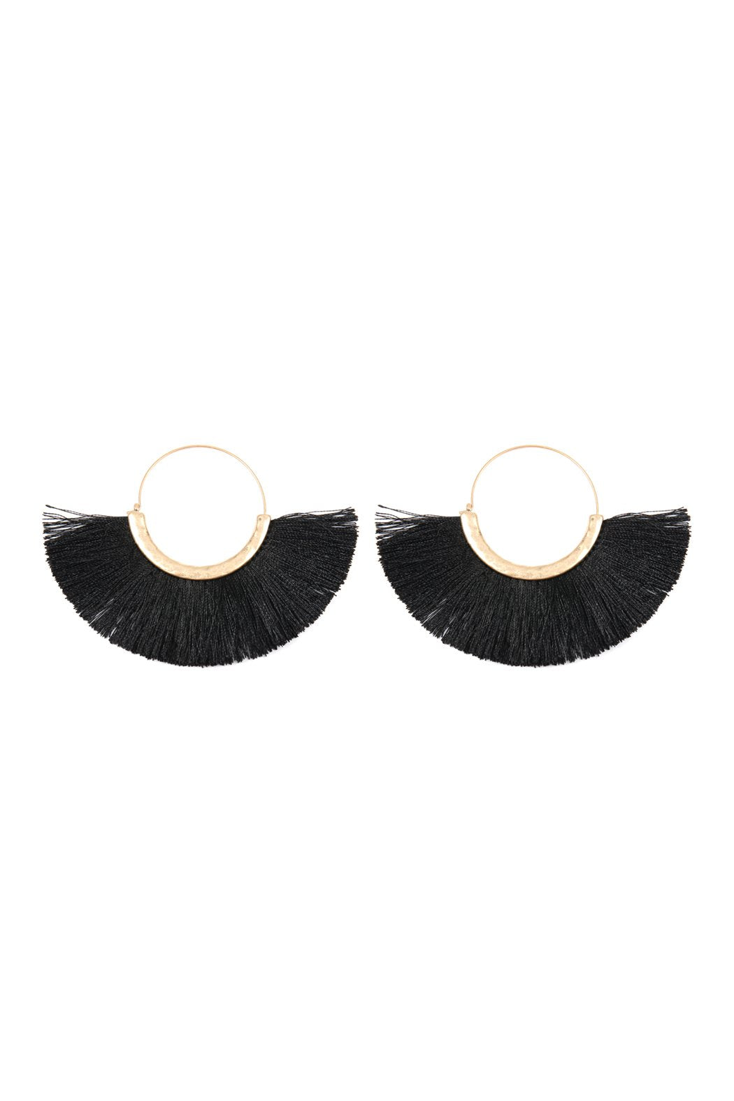 Tassel Fan Hoop Earrings - 15 COLORS -