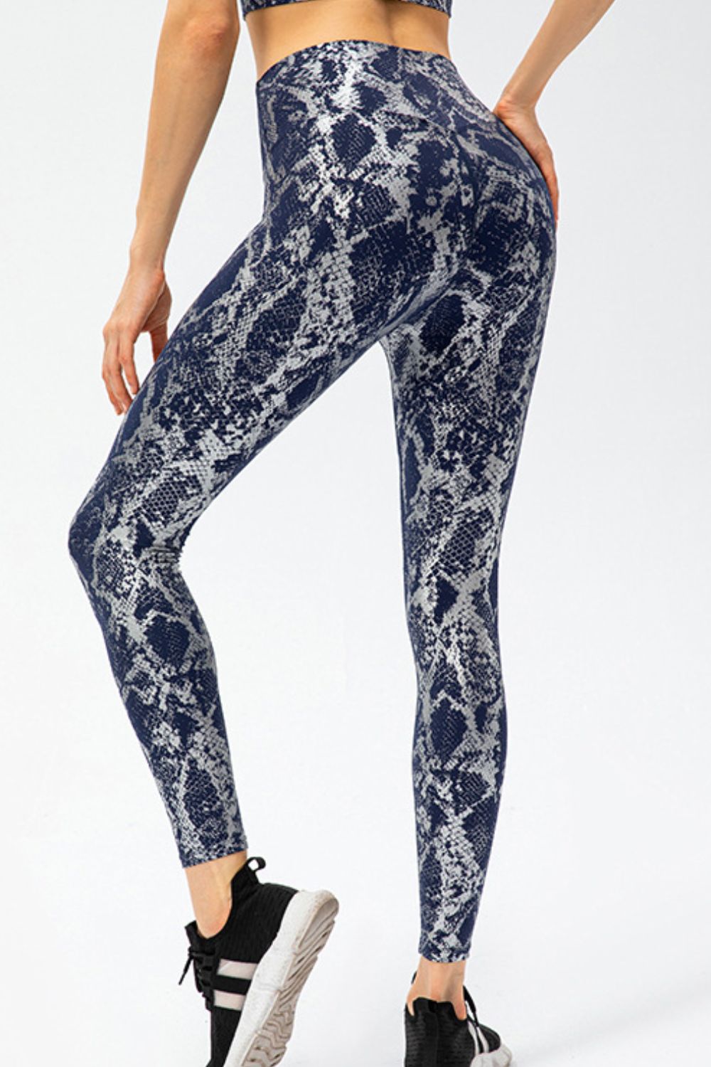 Animal Print Slim Fit Wide Waistband Long Sports Leggings - T - 4 COLORS -