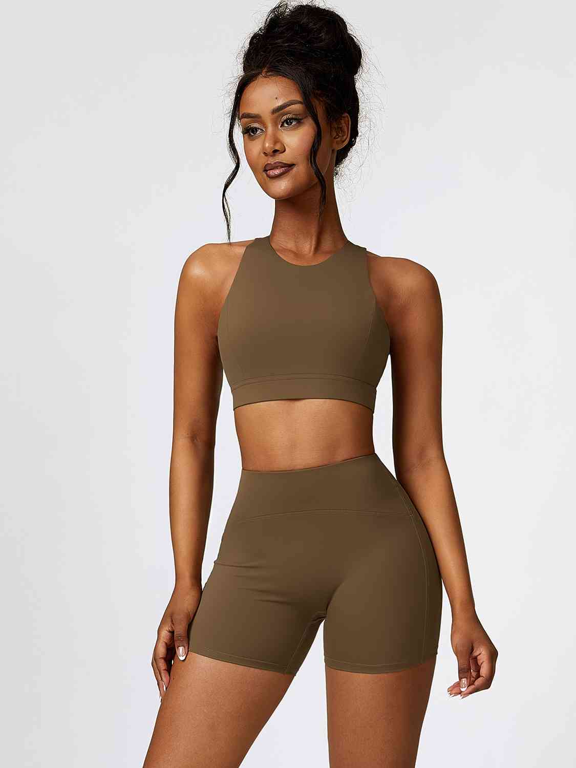 Cutout Cropped Sport Tank and Shorts Set - 2 PCS. - T - 5 COLORS -