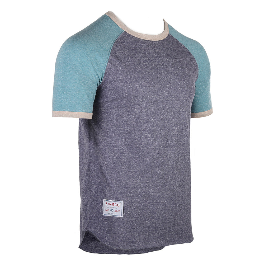 Men's Short Sleeve Classic Retro Contrast Raglan Ringer T-Shirt - 1 COLOR -