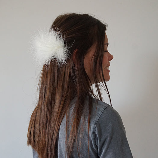 SAND BY SAYA N.Y. - Feather Hair Pin - White, Gray and Pink - 3 COLORS -