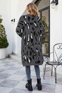 Thumbnail for Leopard Open Front Cardigan with Pockets - T - 3 COLORS -