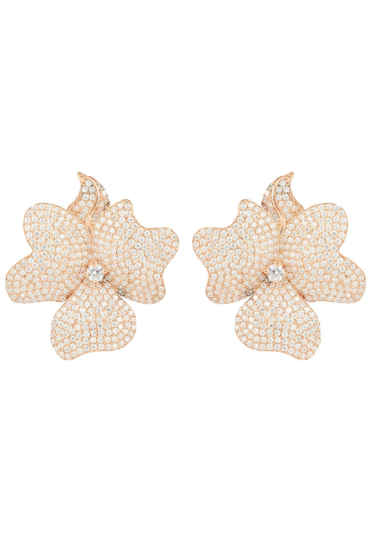 LATELITA - Flower Large Stud Earrings Rose Gold -