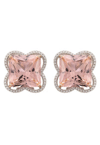 Thumbnail for LATELITA - Open Clover Flower Earrings Silver Pink Morganite -